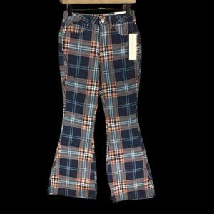 Madden Girl Carly Super High Rise Flare Jeans Navy/Coral - Size 27